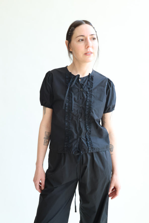 Double Frill Top Black