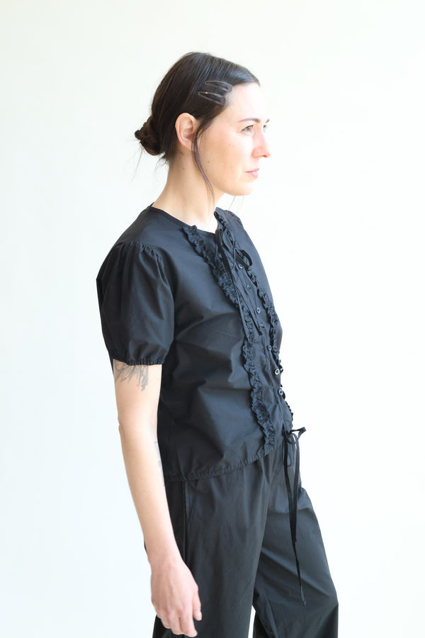 Double Frill Top Black