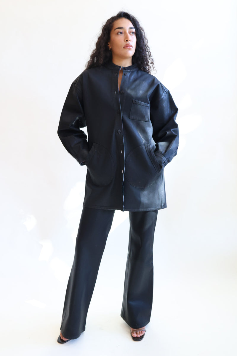Band Collar Okuda Jacket Black Lacquer