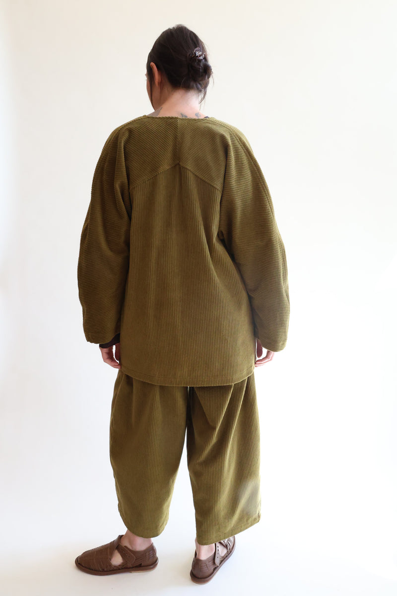 Corduroy Geometric Jacket Dark Olive