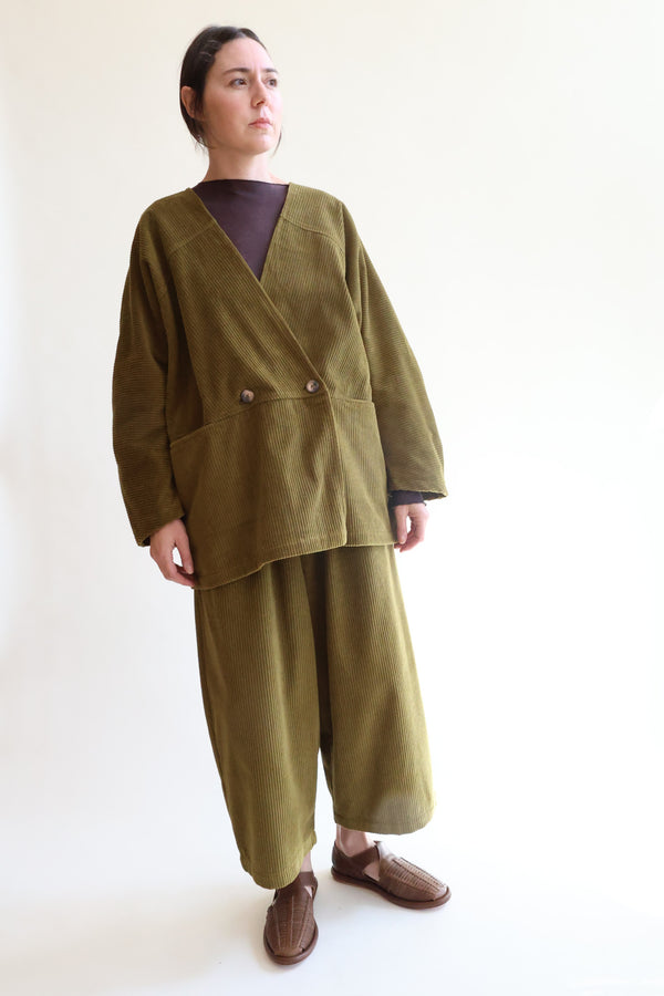 Corduroy Geometric Jacket Dark Olive