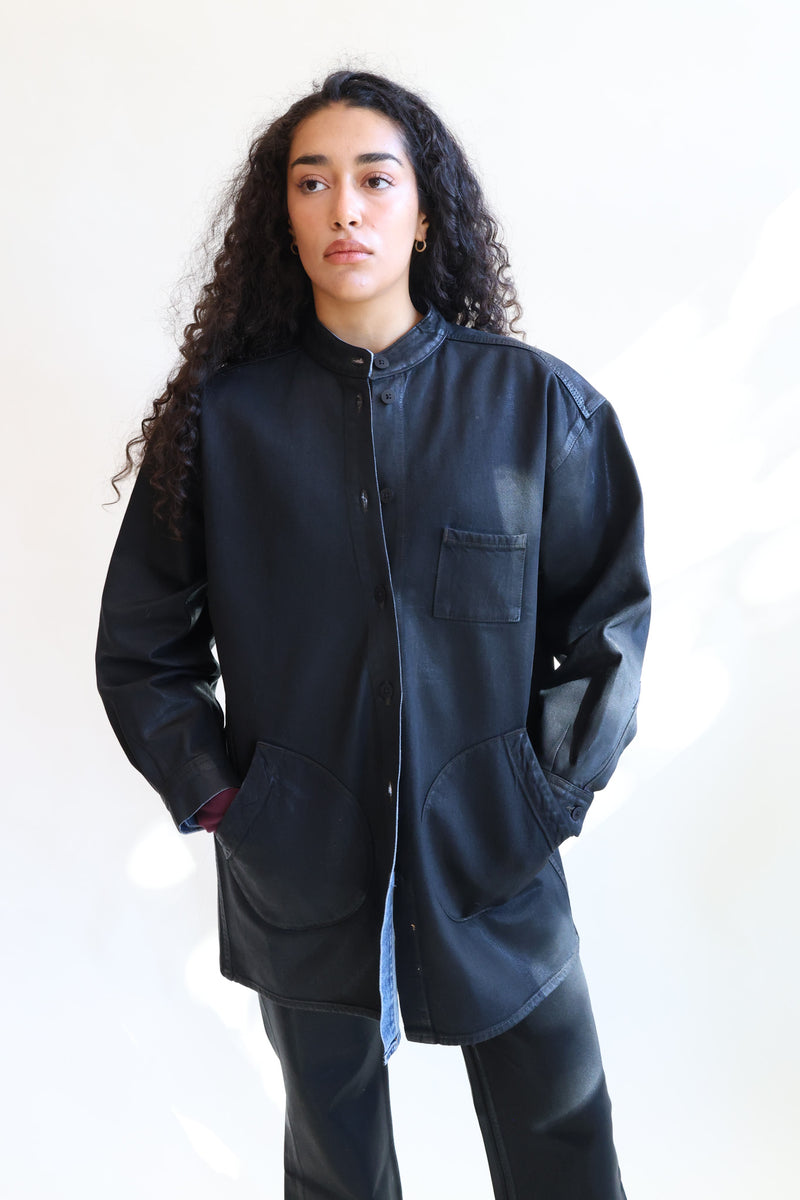 Band Collar Okuda Jacket Black Lacquer