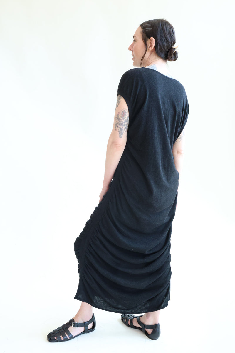 Drape Dress Black Melange