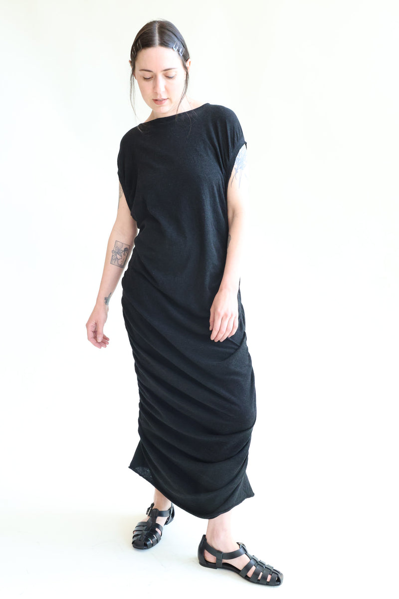 Drape Dress Black Melange