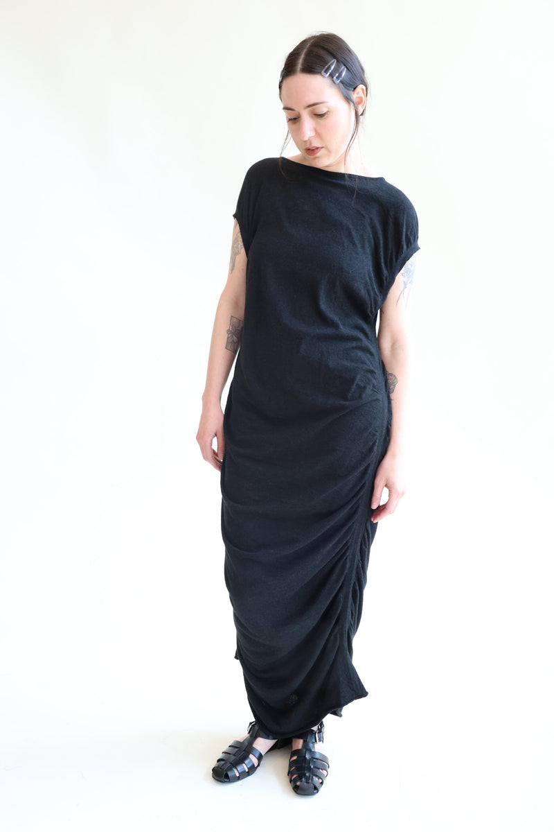Drape Dress Black Melange