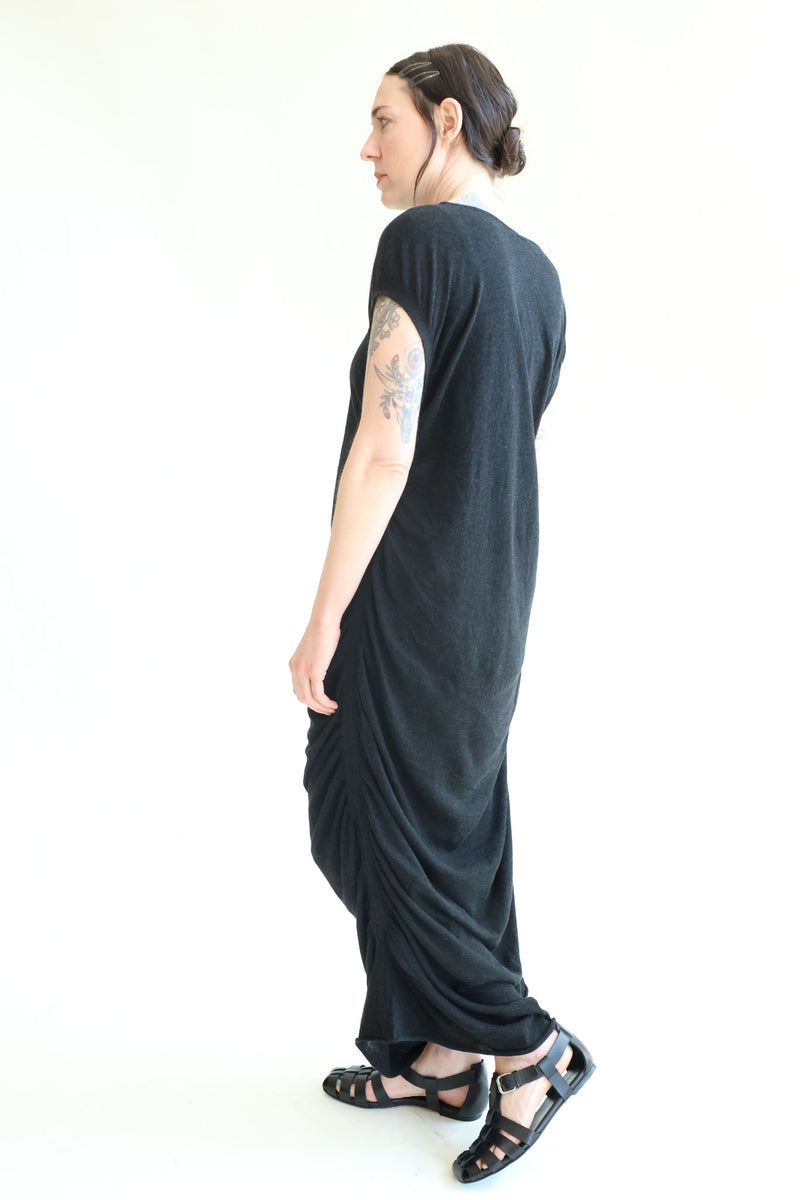 Drape Dress Black Melange