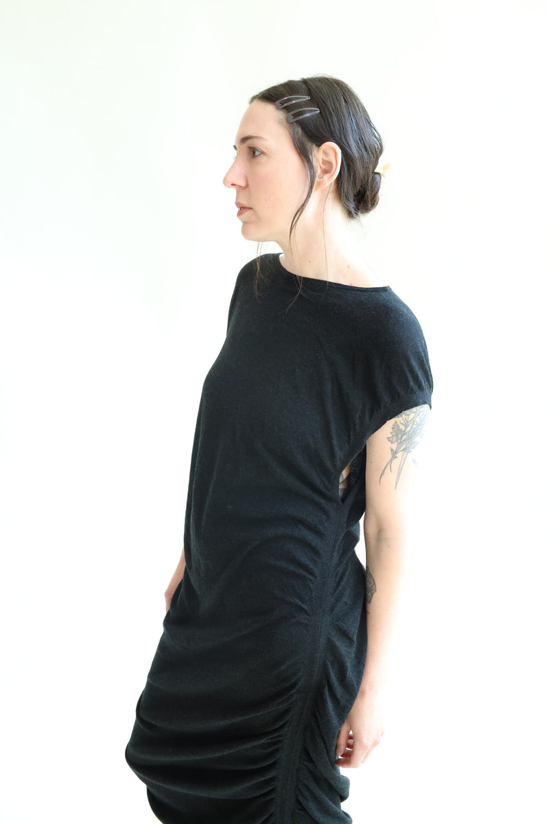 Drape Dress Black Melange