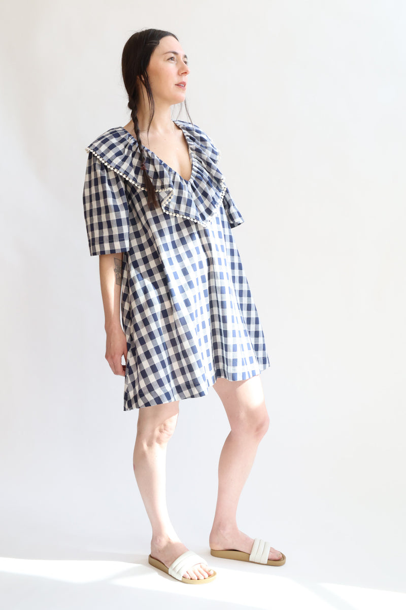 navy blue gingham dress Ruffle Color:M-Grape casual enough to pair Wedtrend Women Party Dress silvia-gnecchi