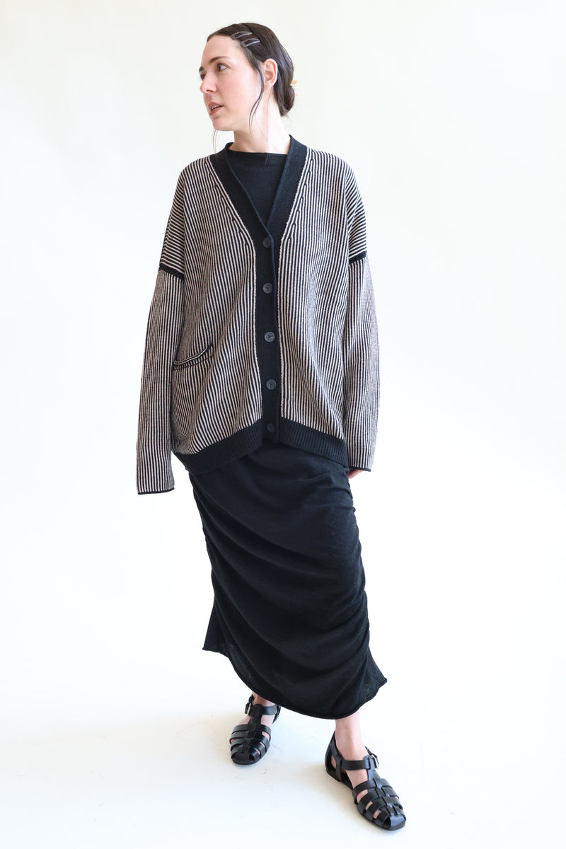 Linea Cardigan Black Melange and Sisial