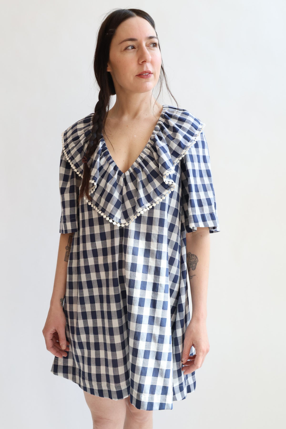 Ruffle Dress Navy Gingham – Rhoan