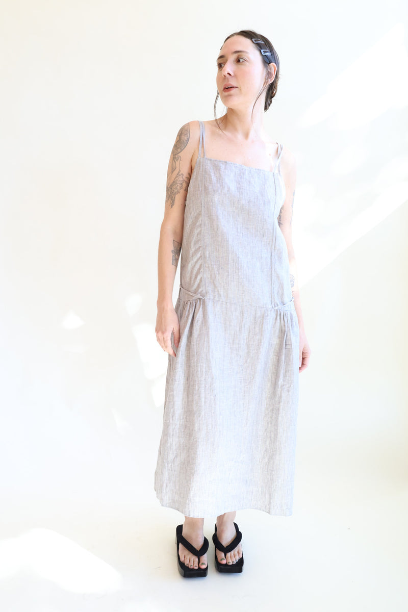 Linen Strap Dress Blue Haze
