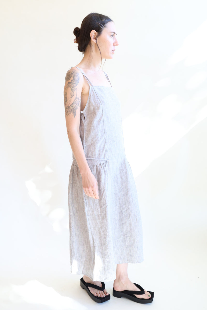 Linen Strap Dress Blue Haze
