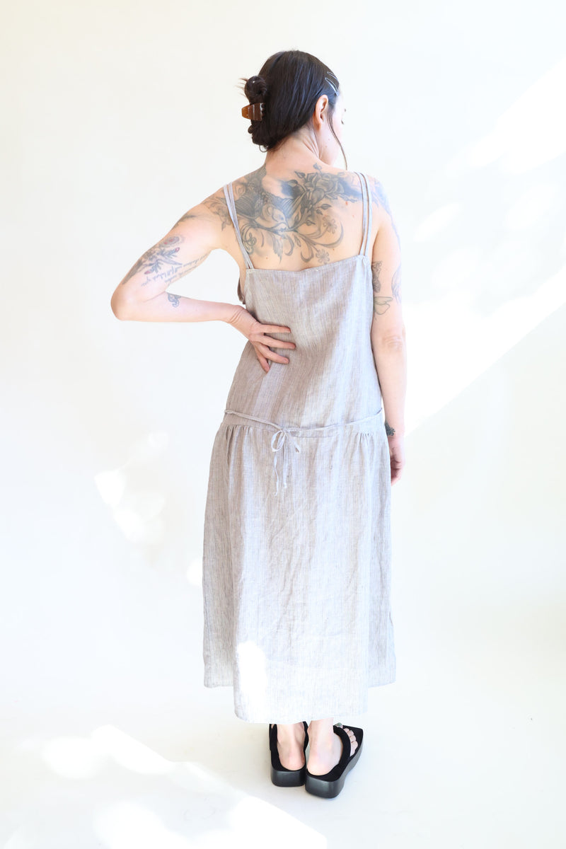 Linen Strap Dress Blue Haze