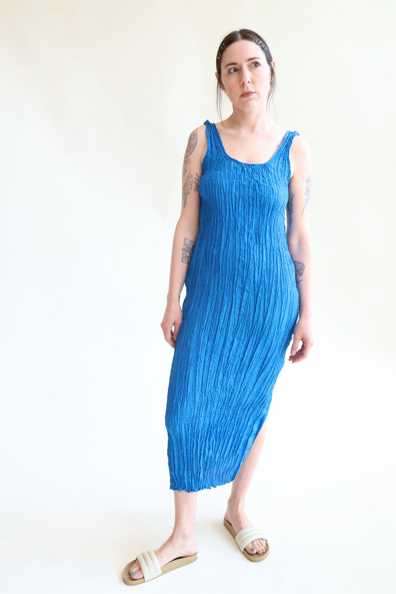 Hand Pleated Dress Cerulean