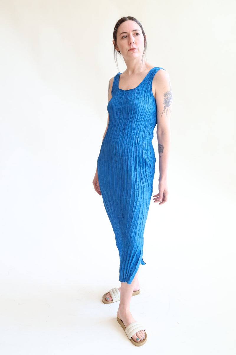 Hand Pleated Dress Cerulean