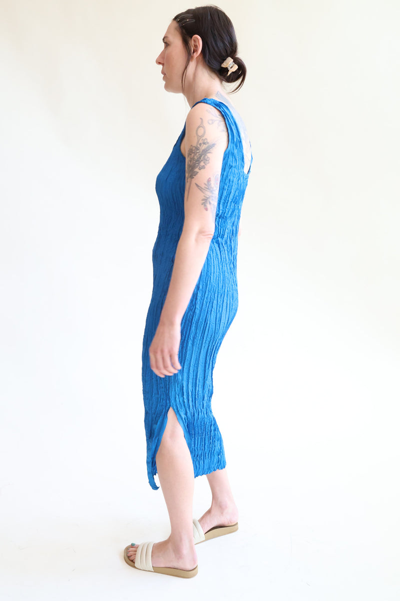 Hand Pleated Dress Cerulean