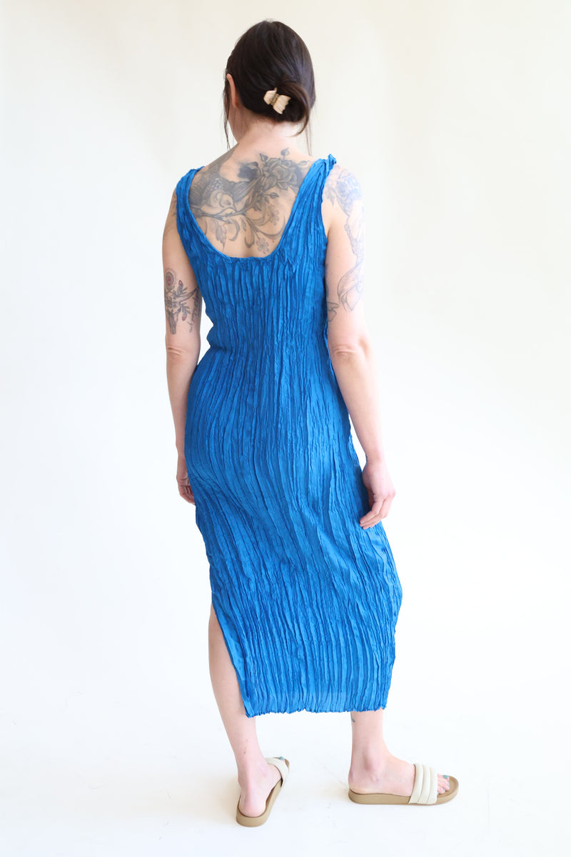Hand Pleated Dress Cerulean