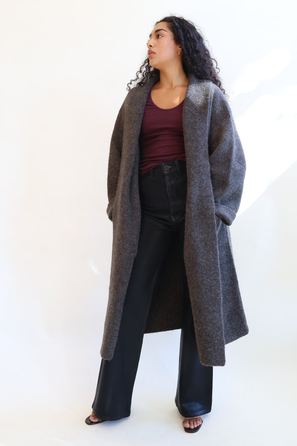 Double Face Long Coat Blackened