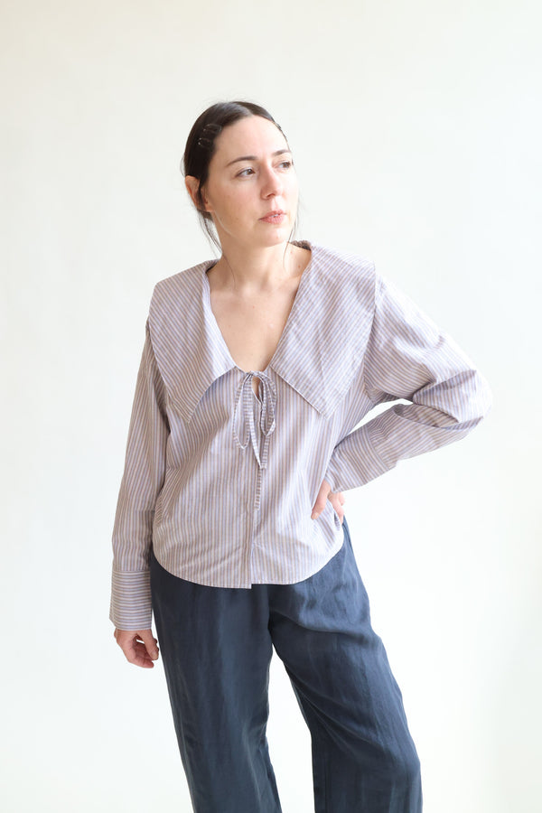 Collared Tie Shirt Seas Stripe