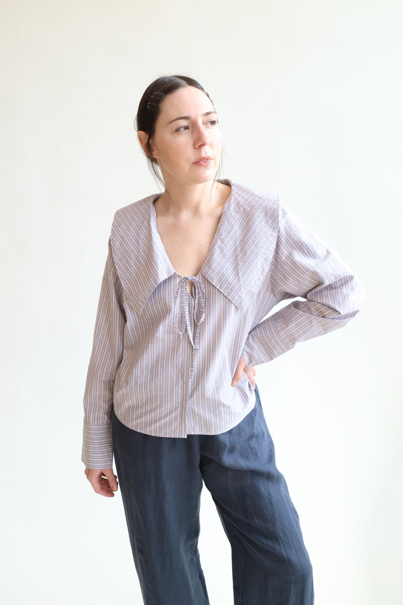 Collared Tie Shirt Seas Stripe