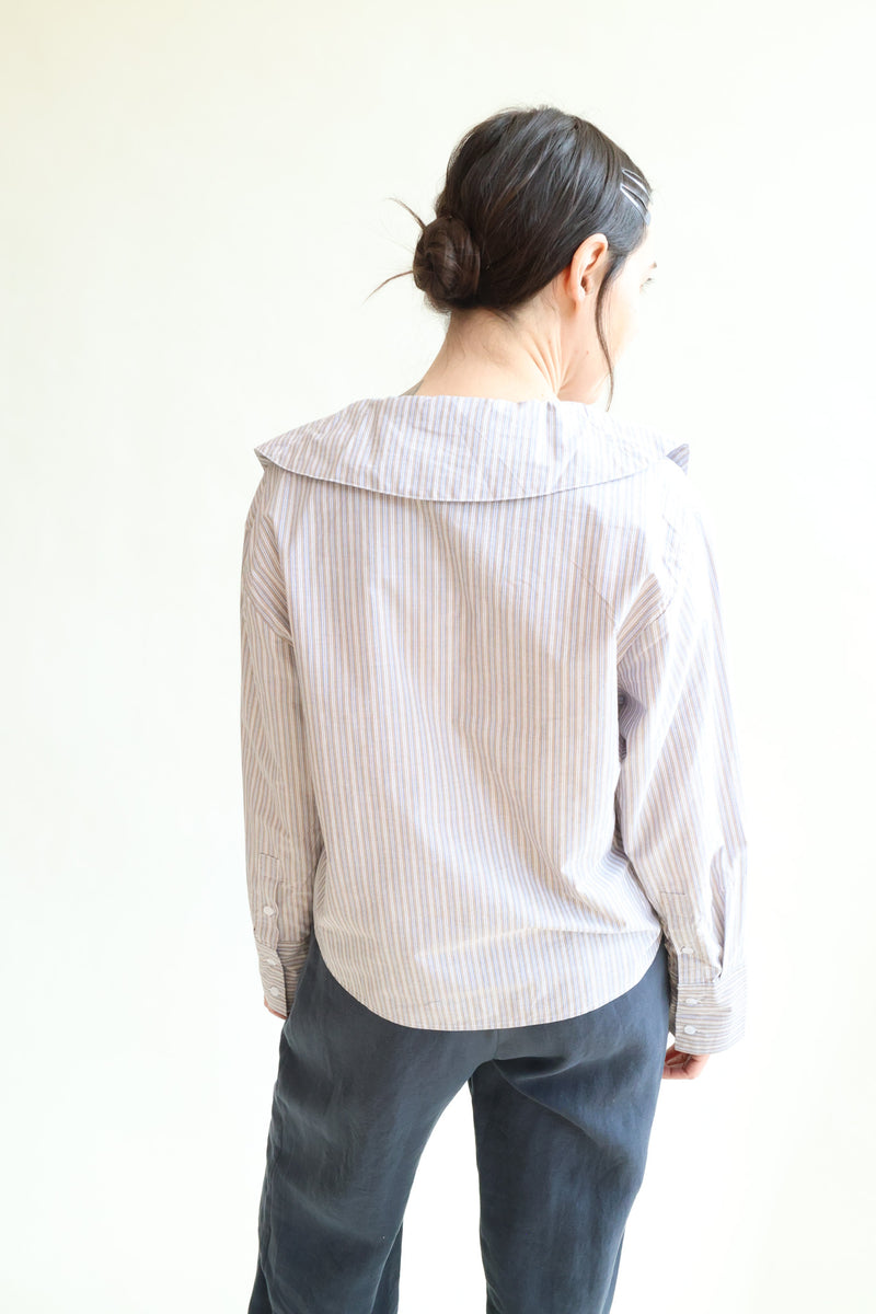 Collared Tie Shirt Seas Stripe
