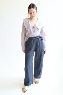 Linen Sqaure Pocket Pant Ink