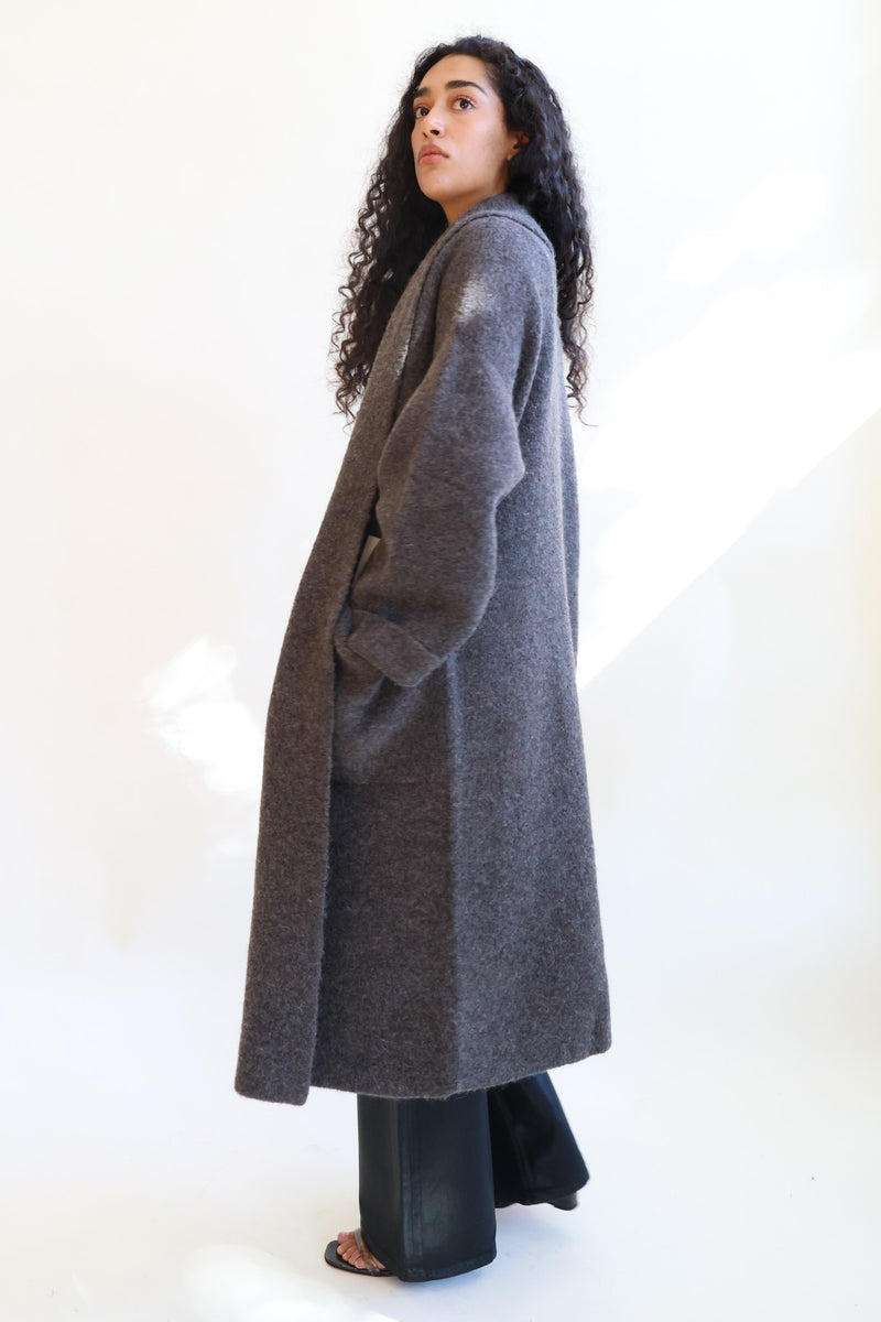 Double Face Long Coat Blackened