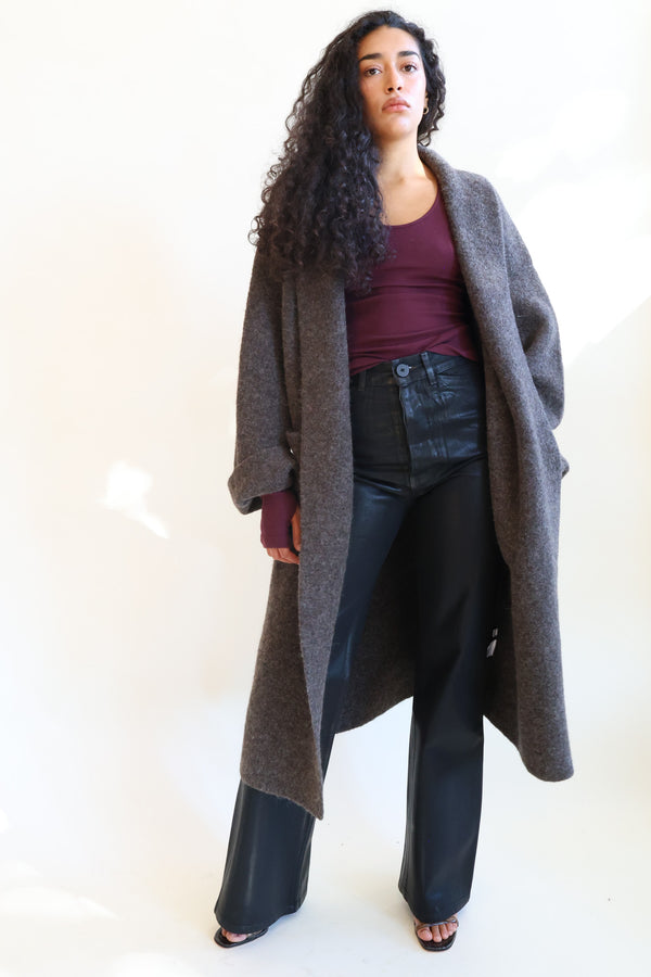 Double Face Long Coat Blackened