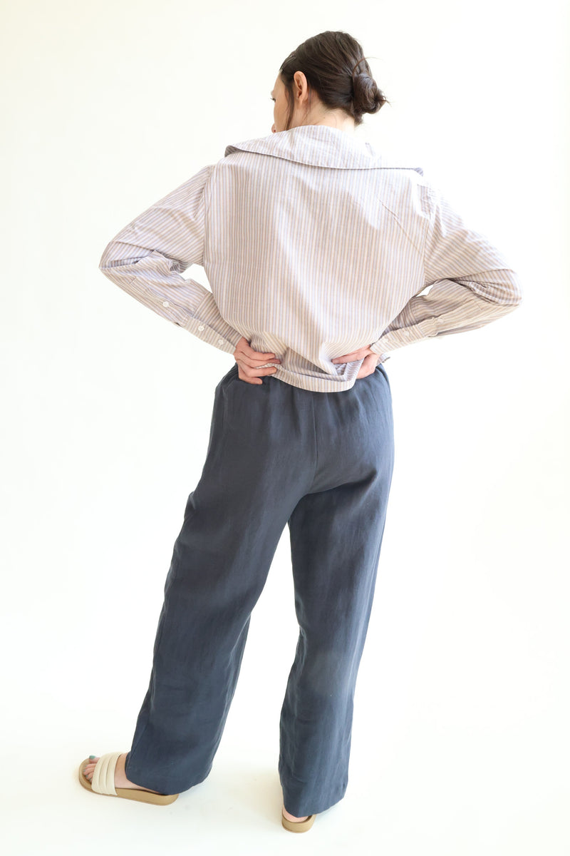 Linen Sqaure Pocket Pant Ink