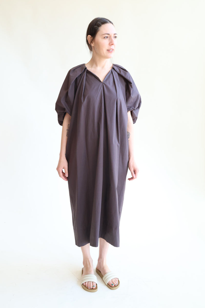 Tucked Cocoon Dress Chocolate