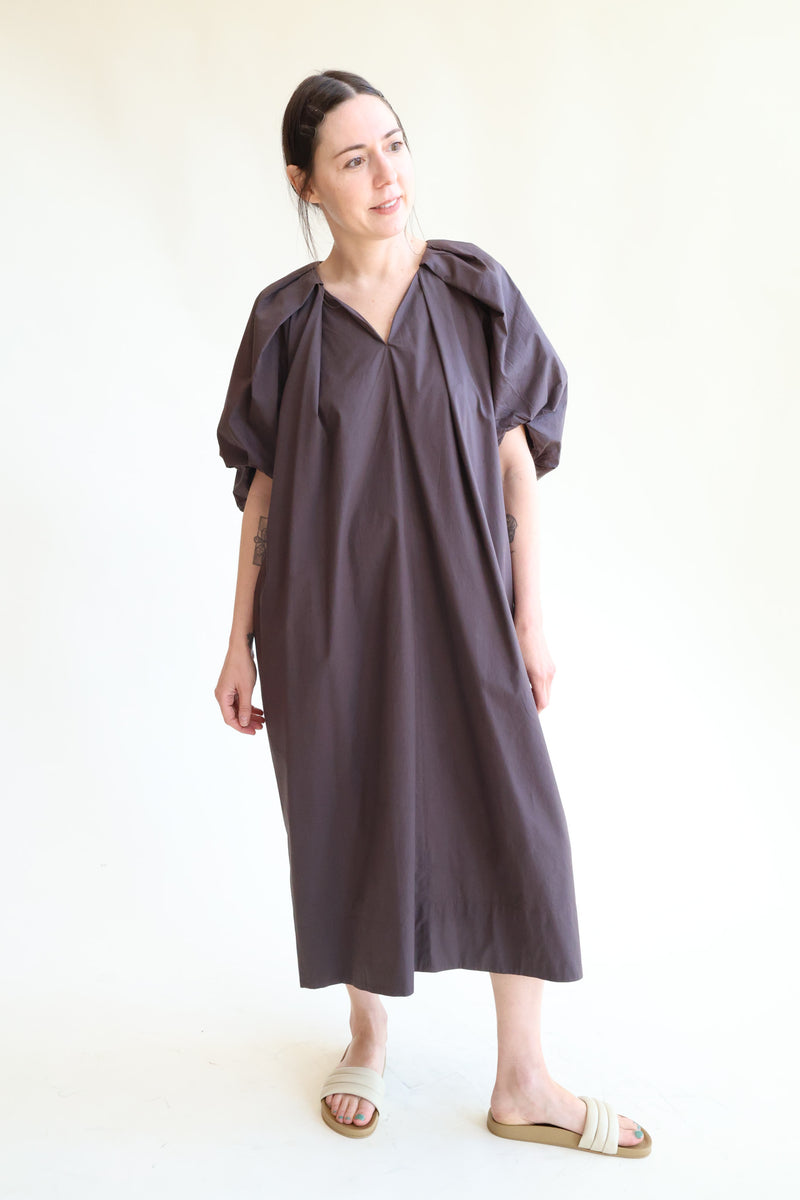 Tucked Cocoon Dress Chocolate