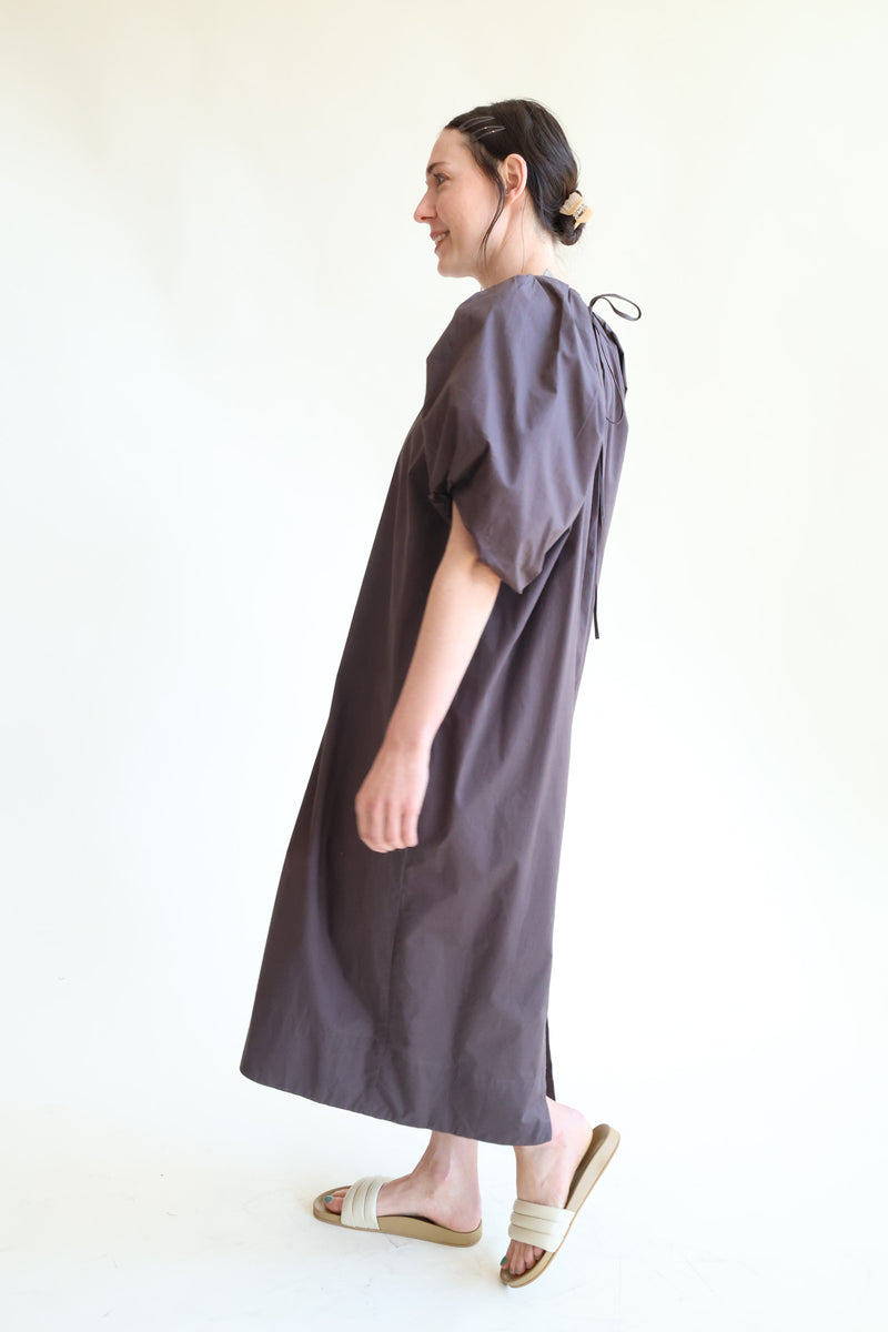 Tucked Cocoon Dress Chocolate