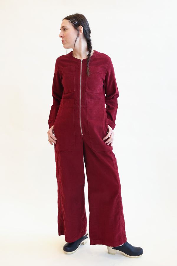 Felix Boilersuit Burgundy Cordoroy