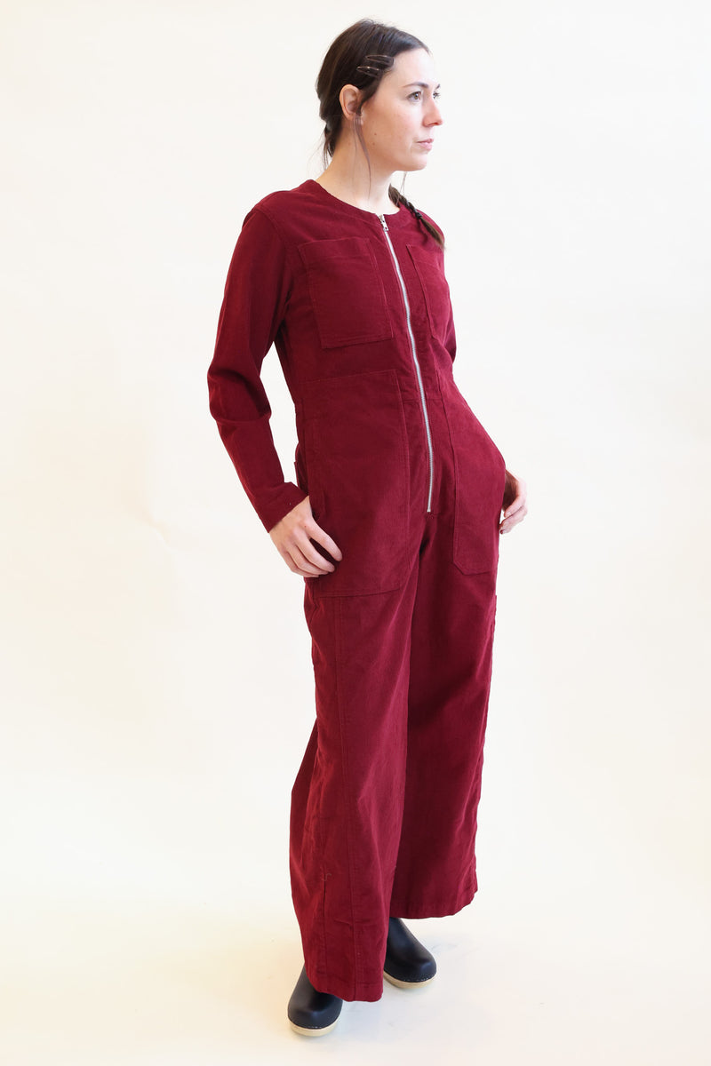 Felix Boilersuit Burgundy Cordoroy