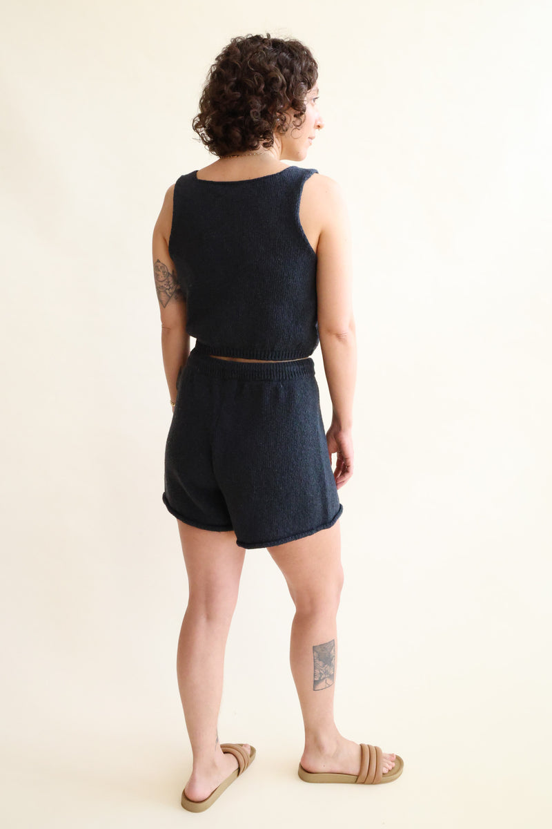 Heather Cotton Shorts Charcoal