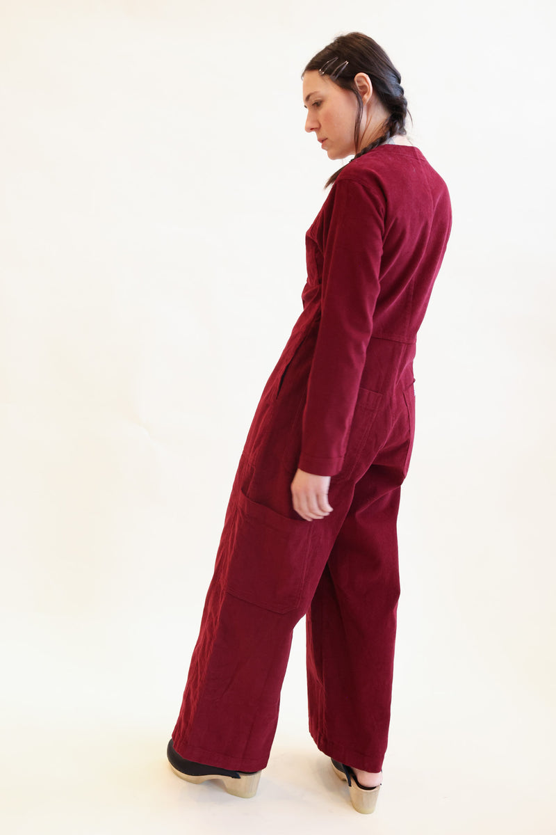 Felix Boilersuit Burgundy Cordoroy