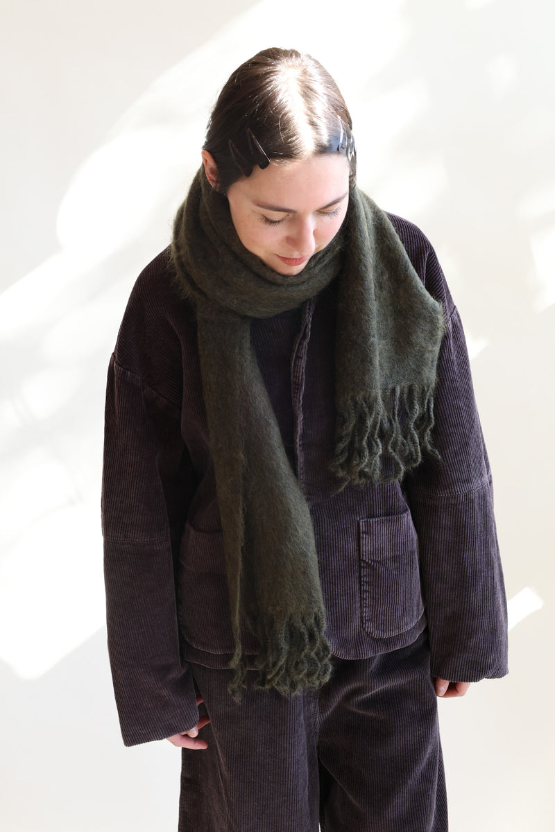 Brushed Mohair Scarf Olive