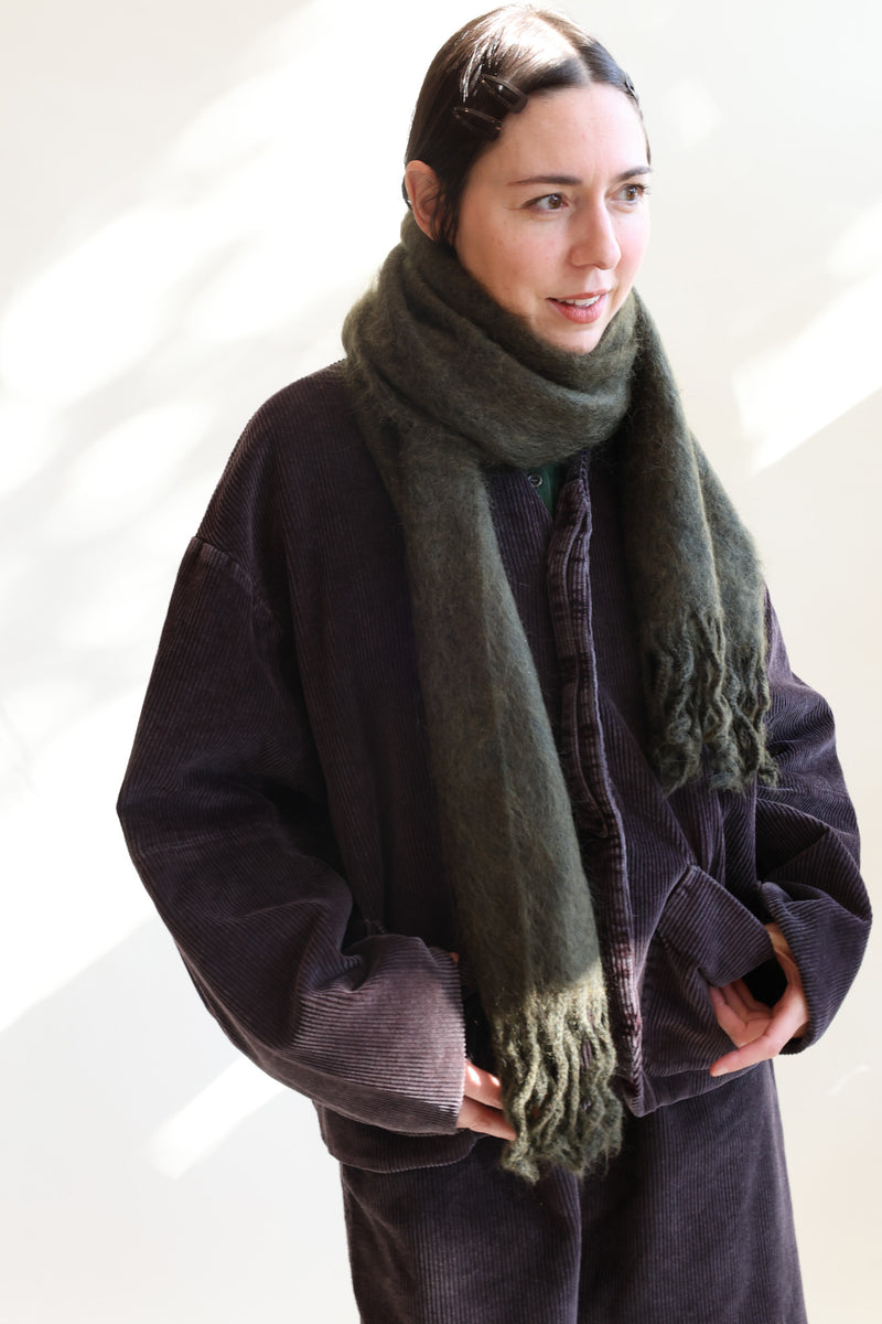 Brushed Mohair Scarf Olive