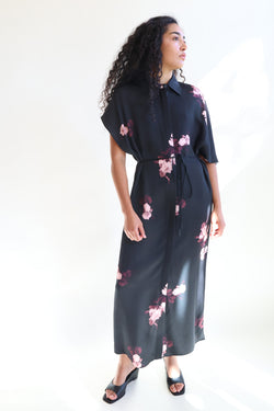 Fay Bouquet Chine Dress Wine/Black