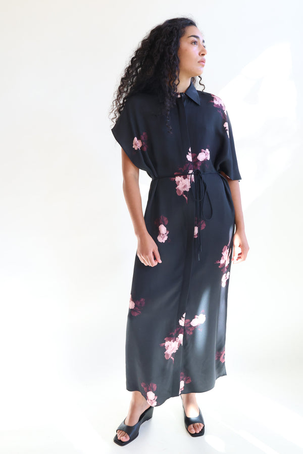 Fay Bouquet Chine Dress Wine/Black