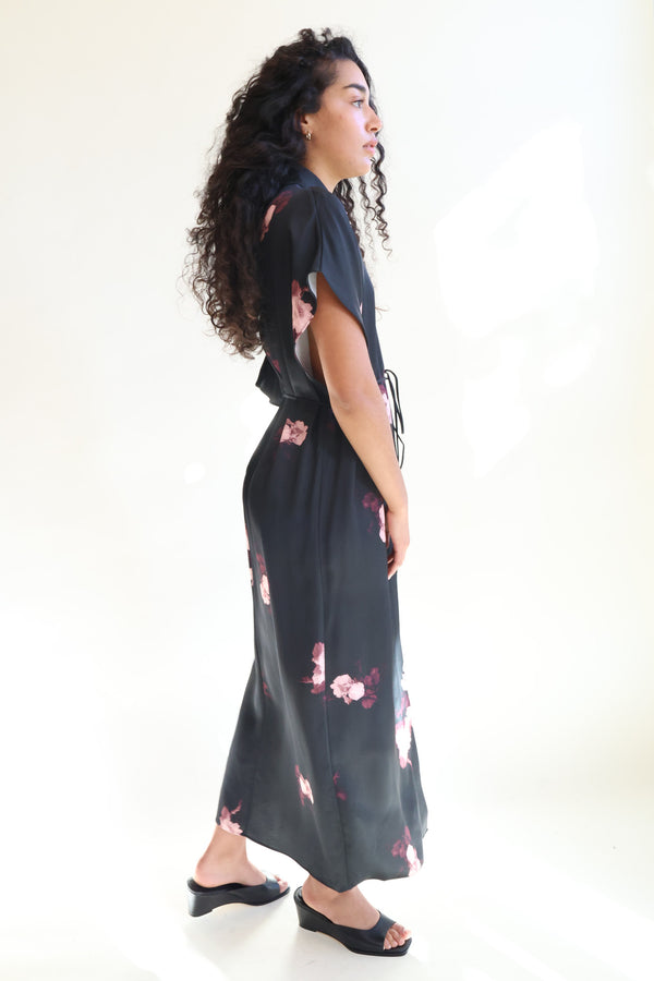 Fay Bouquet Chine Dress Wine/Black