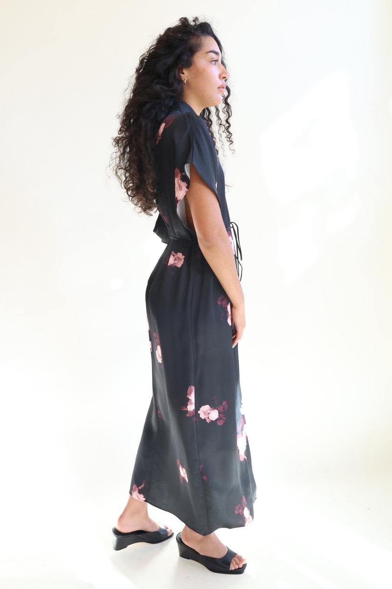 Fay Bouquet Chine Dress Wine/Black