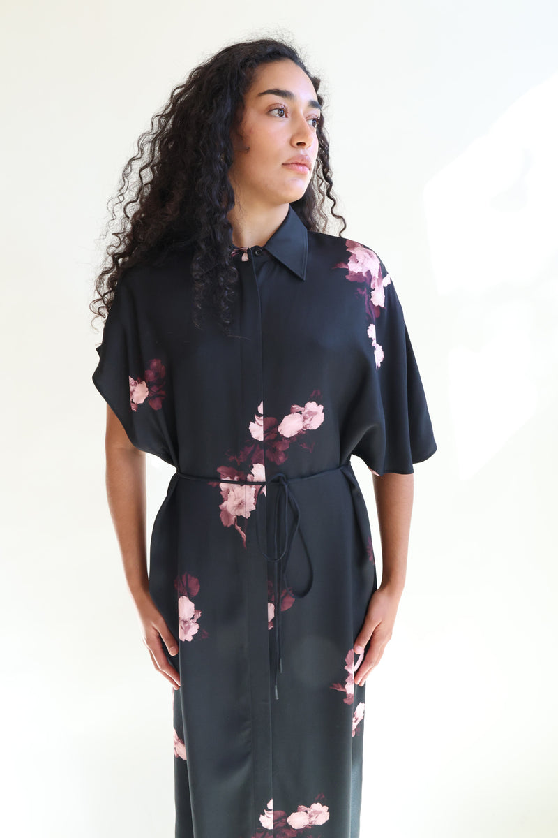 Fay Bouquet Chine Dress Wine/Black