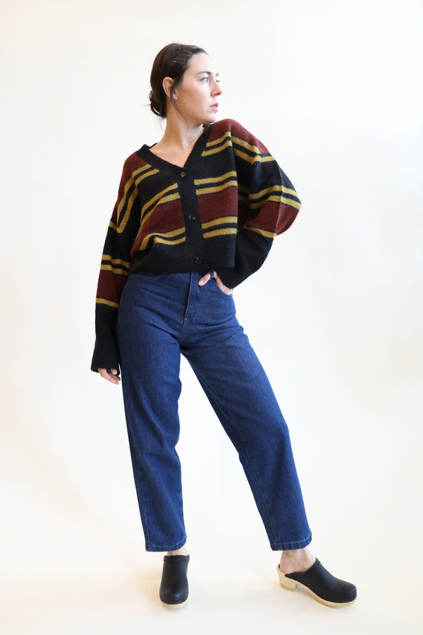 Gabriel Cardigan Brown and Black Stripe