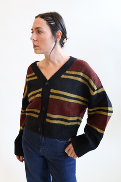 Gabriel Cardigan Brown and Black Stripe