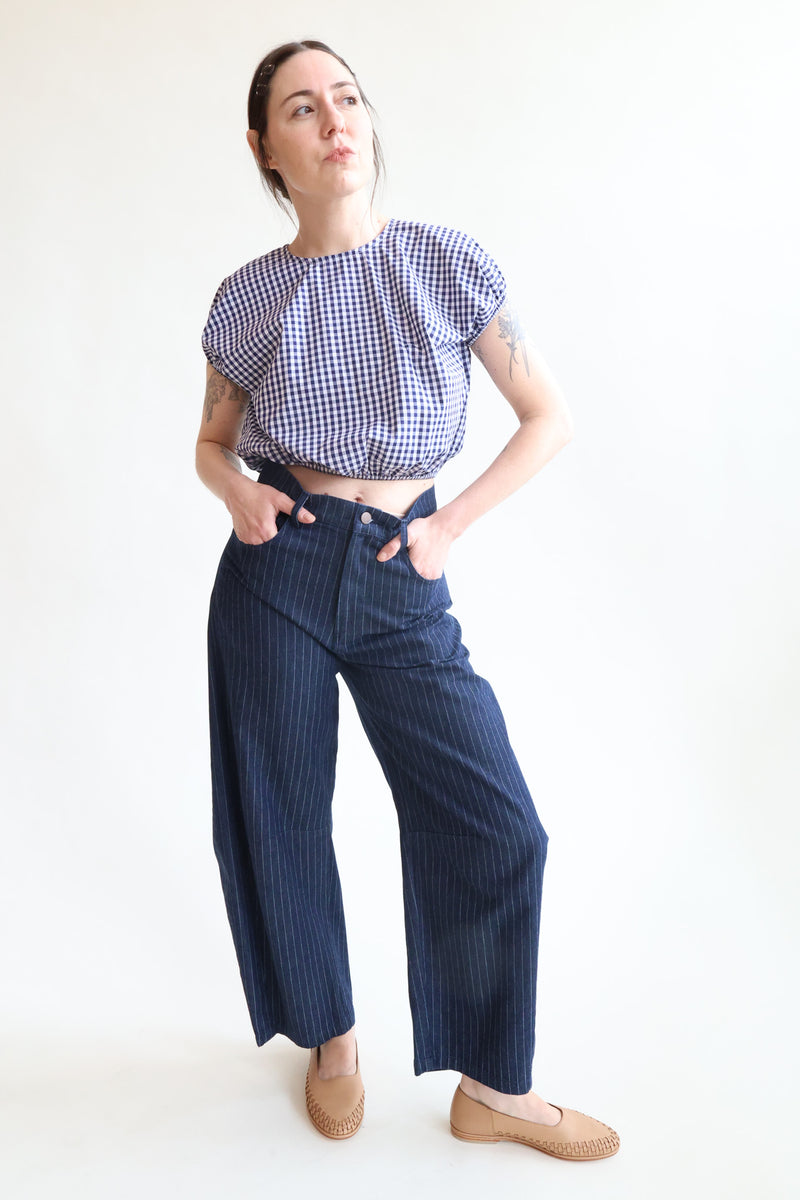 Cloud Top Navy Gingham