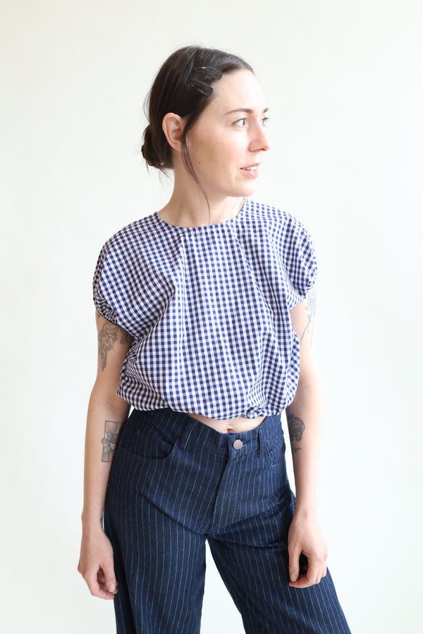 Cloud Top Navy Gingham