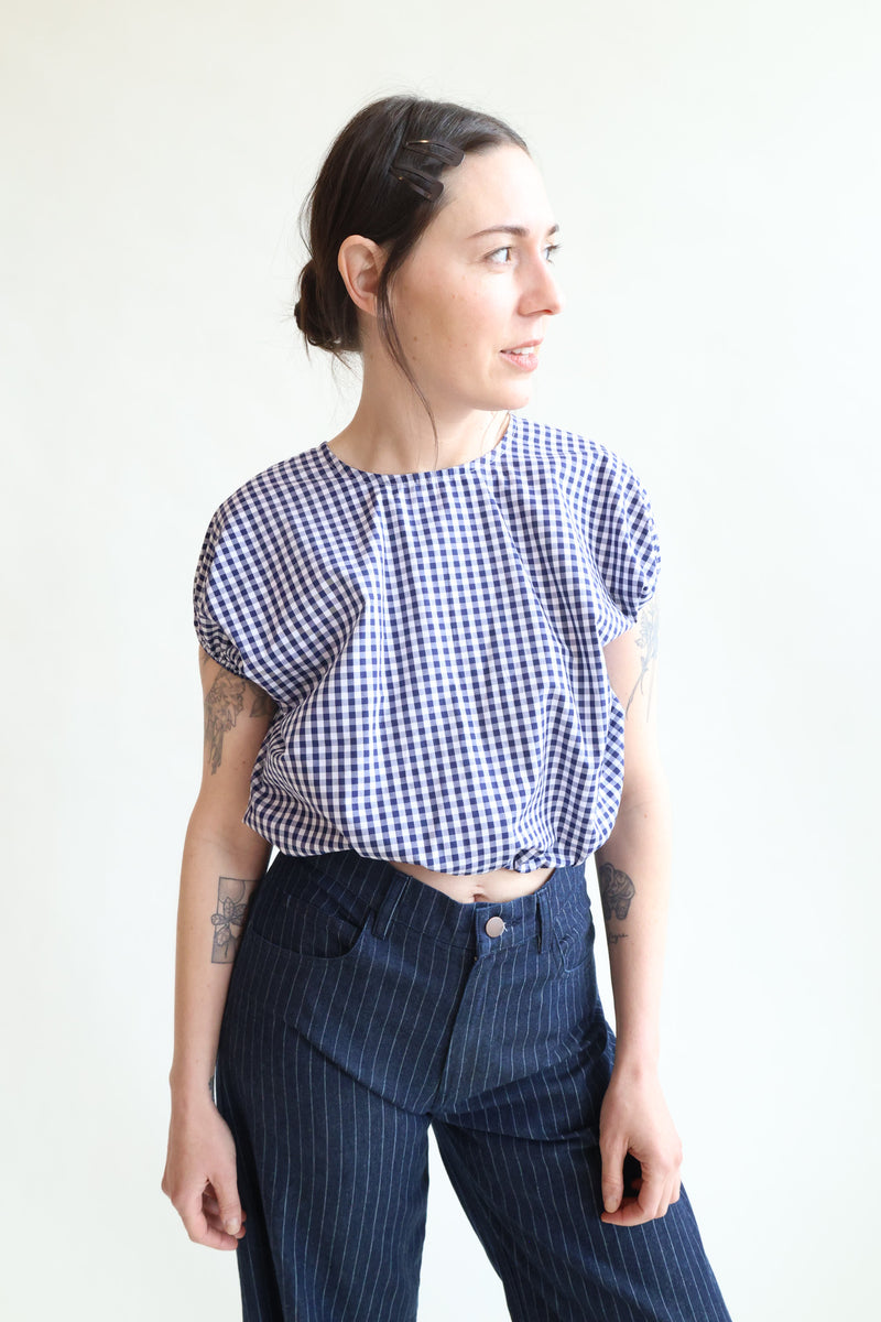 Cloud Top Navy Gingham