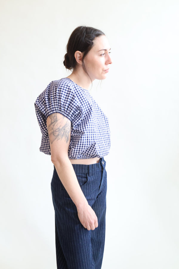 Cloud Top Navy Gingham