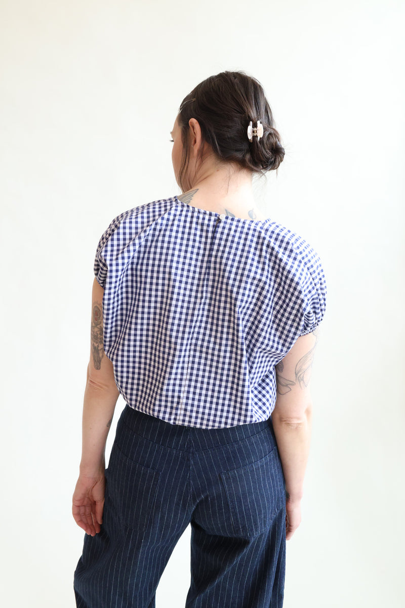 Cloud Top Navy Gingham